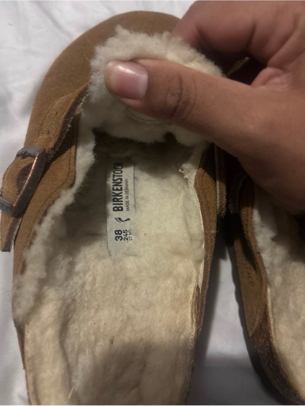 Birkenstock Tan Suede Shearling-Lined Slip-On Clog - Picture 2 of 4